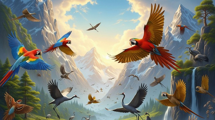 Vogelschar unterwegs zum Berg Qaf